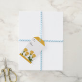 Gele rozen cadeaulabel (Met Touw)