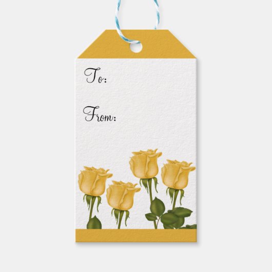 Gele rozen cadeaulabel (Voorkant)