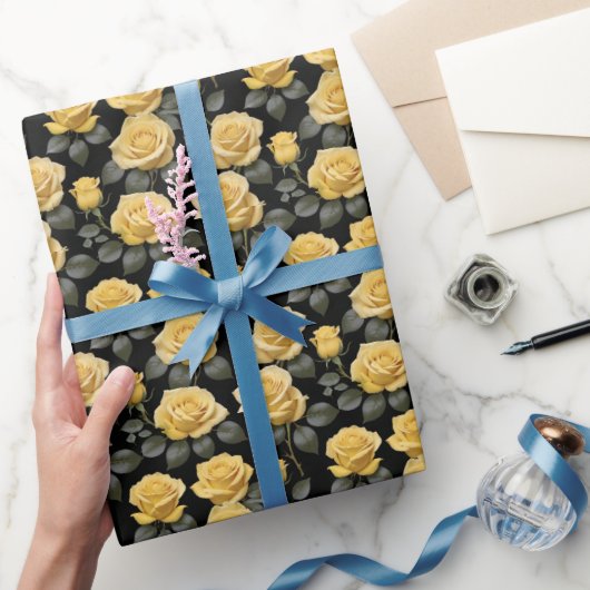 Gele Rozen Cadeaupapier (Geschenken)