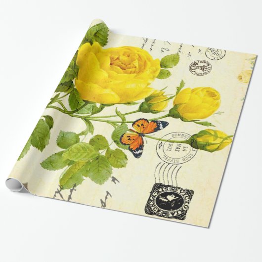  gele rozen cadeaupapier (Uitgerold)