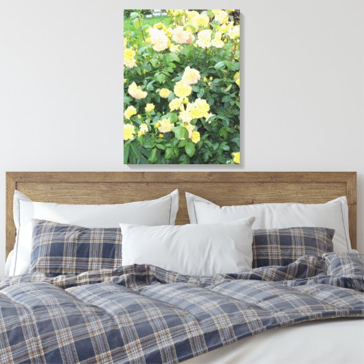 Gele rozen canvas afdruk (Insitu (Slaapkamer))