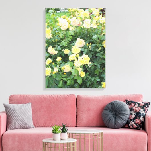 Gele rozen canvas afdruk (Insitu (Woonkamer))