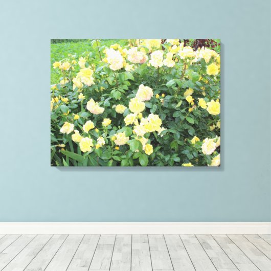 Gele rozen canvas afdruk (Insitu (Houten vloer))