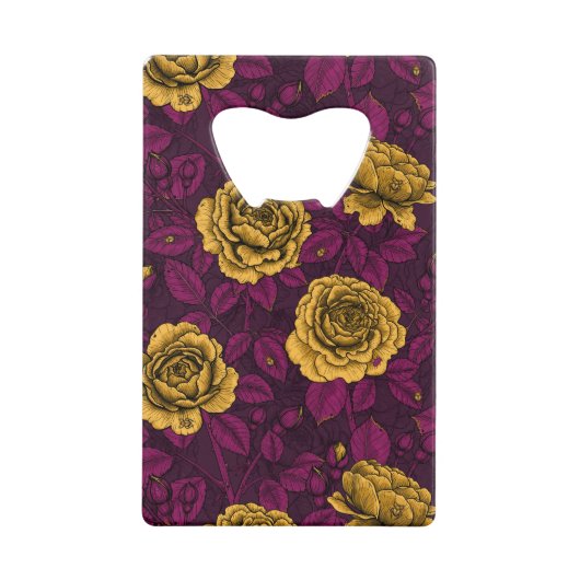 Gele rozen creditkaart flessenopener (Voorkant)