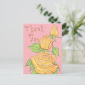 Gele rozen Dank u Briefkaart 2 (Staand voorkant)