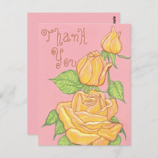 Gele rozen Dank u Briefkaart 2 (Voorkant / Achterkant)