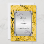 Gele rozen & diamanten trouwringen kaart (Voorkant)