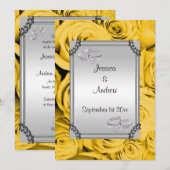 Gele rozen & diamanten trouwringen kaart (Voorkant / Achterkant)