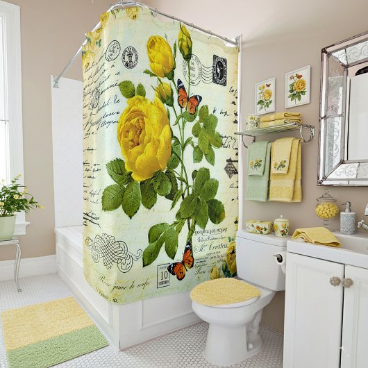  gele rozen douchegordijn