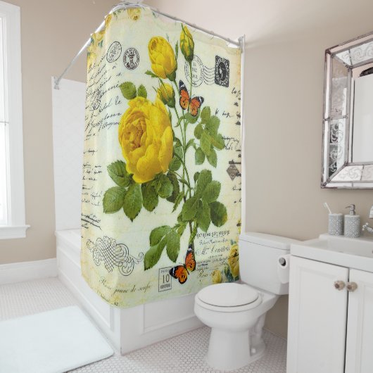  gele rozen douchegordijn (In situ)