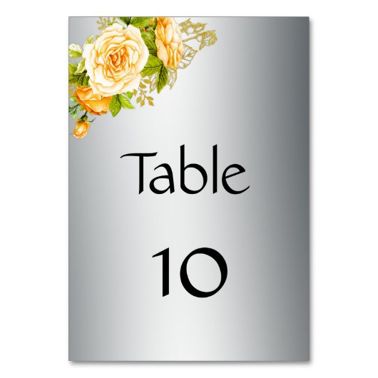 Gele rozen Elegant Silver Wedding Table Number Kaart (Achterkant)