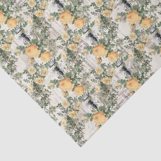 gele rozen en bijen tissuepapier (Detail)