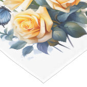  GELE ROZEN EN BLAUWE VLINDERS LANGE TAFELLOPER (Hoek)