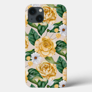 Gele rozen en bruinvissen in Waterverf Case-Mate iPhone Case
