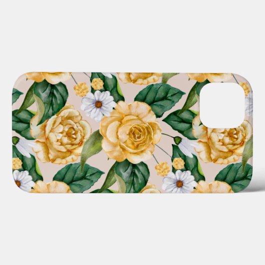 Gele rozen en bruinvissen in Waterverf Case-Mate iPhone Case (Achterkant (horizontaal))