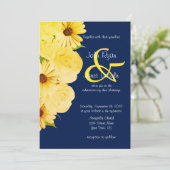 Gele rozen en dagen op donkerblauw kaart (Staand voorkant)