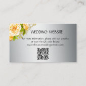 Gele rozen en Elegant Silver Wedding Website Informatiekaartje (Voorkant)