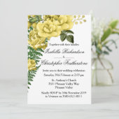 Gele rozen en Ferns Wedding Kaart (Staand voorkant)