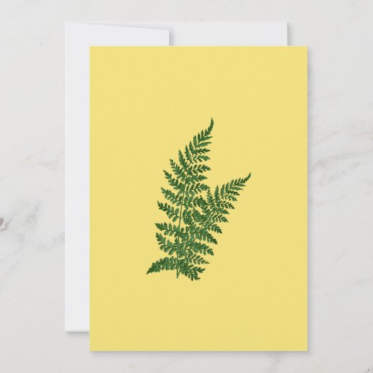 Gele rozen en Ferns Wedding Kaart (Achterkant)