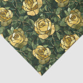 Gele rozen en groen Glas in lood effect Tissuepapier (Detail)