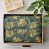 Gele rozen en groen Glas in lood effect Tissuepapier (Geschenk)
