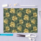 Gele rozen en groen Glas in lood effect Tissuepapier (Craft)