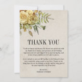 Gele Rozen en Hydrangea Shabby-Chic Bruiloft Bedankkaart (Voorkant)