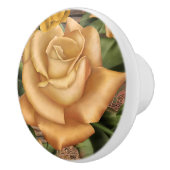 Gele rozen en landstaal Roesthout in soedan Keramische Knop (Rechts)