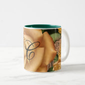 Gele rozen en landstaal Roesthout in soedan Tweekleurige Koffiemok (Voorkant rechts)