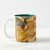 Gele rozen en landstaal Roesthout in soedan Tweekleurige Koffiemok (Links)