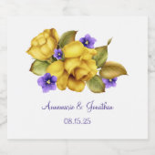 Gele rozen en Paarse Violet Sparkling Wijnetiket (Enkel label)