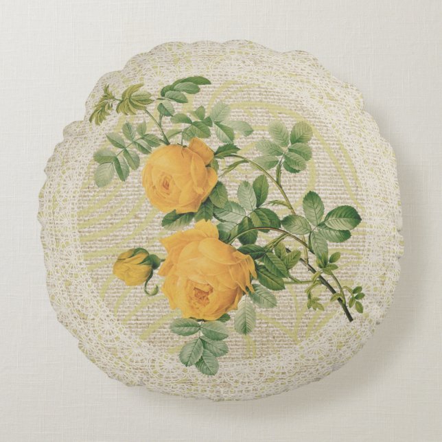 Gele rozen en paling  paling rond kussen (Voorkant)