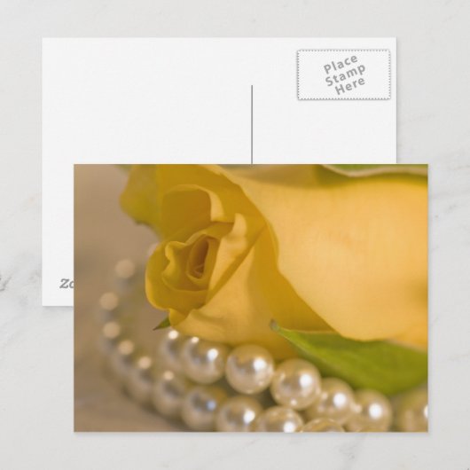 Gele rozen en parels briefkaart (Voorkant / Achterkant)