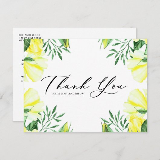 Gele rozen en pony's Bouquet Weddenschap Hartelijk Briefkaart (Voorkant / Achterkant)