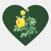 Gele rozen en rozenknoppen hart sticker (Voorkant)