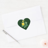 Gele rozen en rozenknoppen hart sticker (Envelop)