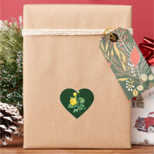 Gele rozen en rozenknoppen hart sticker