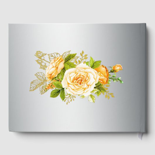 Gele rozen en Silver Wedding Guestbook Gastenboek (Achterkant)