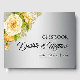 Gele rozen en Silver Wedding Guestbook Gastenboek