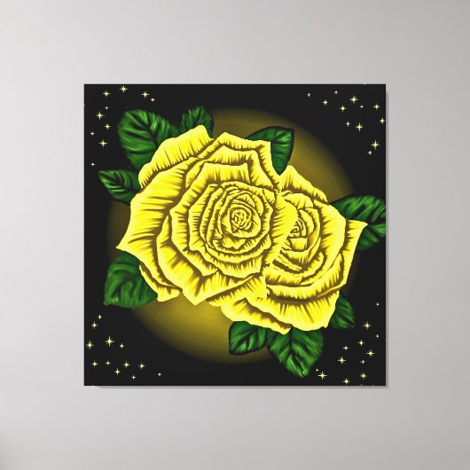 Gele Rozen en Sterren Canvas Afdruk (Voorkant)