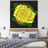 Gele Rozen en Sterren Canvas Afdruk (Insitu (Slaapkamer))