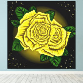 Gele Rozen en Sterren Canvas Afdruk (Insitu (Houten vloer))
