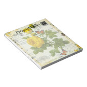 Gele rozen en vlinders gepersonaliseerd notitieblok (Schuin)