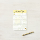 Gele rozen en vlinders gepersonaliseerd post-it® notes (Op bureau)