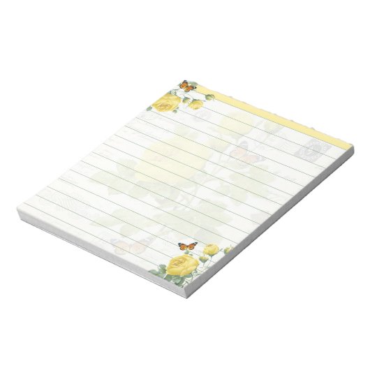 Gele rozen en vlinders notitieblok (Linkerzijde)