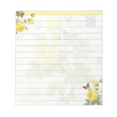 Gele rozen en vlinders notitieblok (Voorkant)