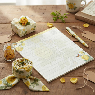 Gele rozen en vlinders notitieblok