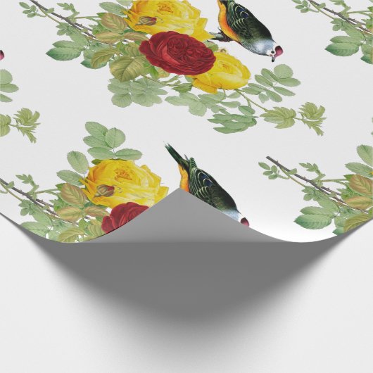 Gele rozen en vogels inpakpapier (Hoek)