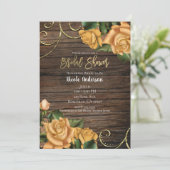 Gele rozen en Vrijgezellenfeest van landhout Kaart (Staand voorkant)