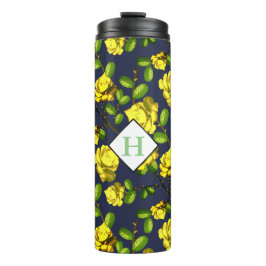 Gele Rozen en zeemacht met Initiaal Thermosbeker